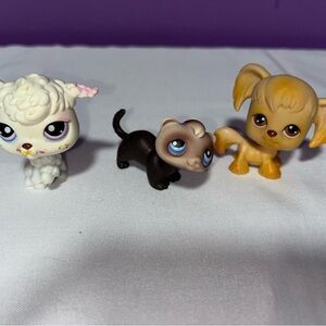 Vintage Littlest Pet Shop Lot Hasbro Poodle #363 Ferret #678 Cocker Spaniel #26